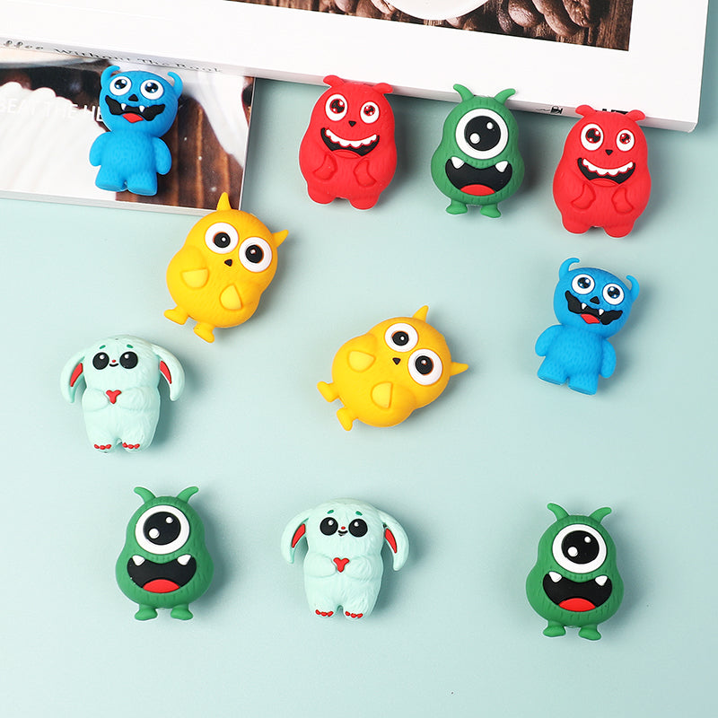 Silicone 3D Focal Beads Little Monster Bright Eyes Quirky Expressions 20pcs 4