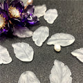 Feather Frosted Glass Beads 17x27mm Translucent White 50pcs