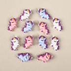 Silicone 3D Focal Beads Unicorn Pastel Colors Curly Manes 20pcs