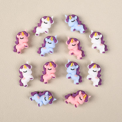 Silicone 3D Focal Beads Unicorn Pastel Colors Curly Manes 20pcs