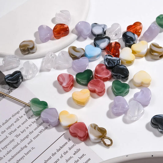 Flat Vintage Ink Color Heart Acrylic Beads 14mm 200pcs