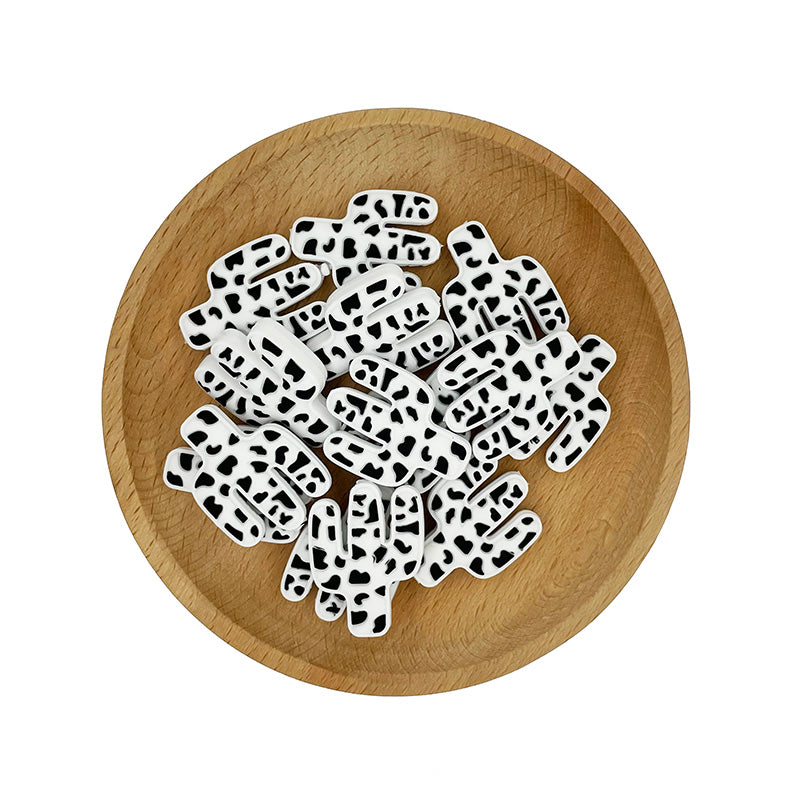 Silicone Focal Beads Cactus Bold Contrasting Patches 20pcs 11