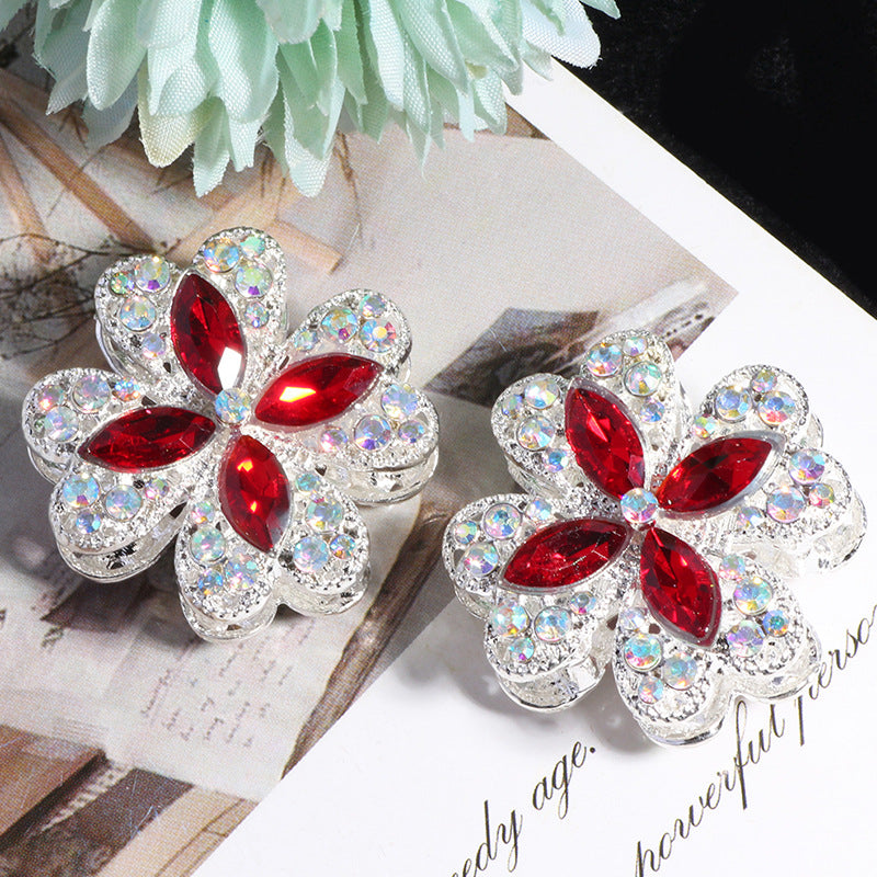 Alloy Clover Rhinestone Beads 30mm Fancy Decorative Charms 3pcs 11