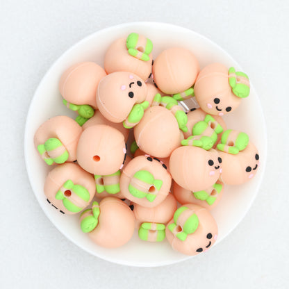Cute 3D Peach Silicone Focal Beads 20pcs 2