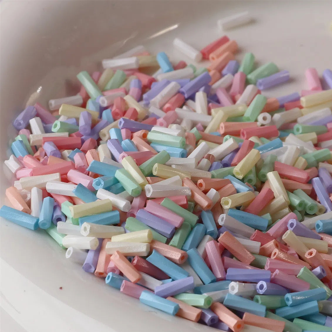 Baking Painted Twisted Bugle Glass Beads 6mm Vibrant Mixed Colors 690pcs 3