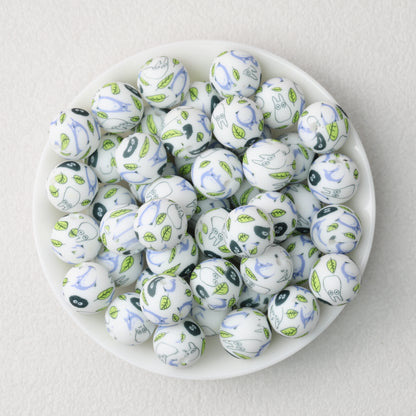 15mm Printed Silicone Beads with Nurse Ambulance and Floral Designs 50pcs 8