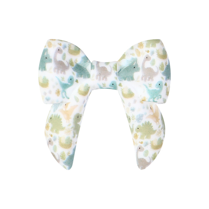 10pcs 3D Bow Printed Silicone Focal Beads