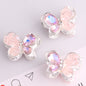 3pcs 20mm Irregular Crystal Rhinestone Butterfly Beads Silver Tone 8