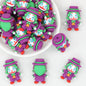 Purple Clown with Top Hat 3D Silicone Focal Beads 20pcs
