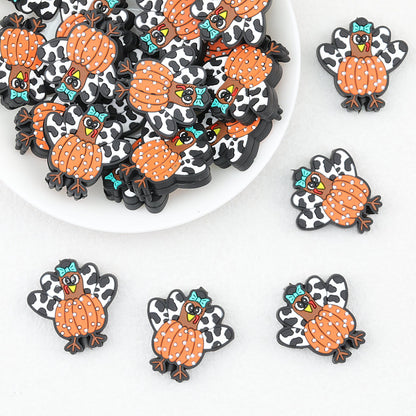 Halloween Pumpkin Turkey Silicone Focal Beads 20pcs