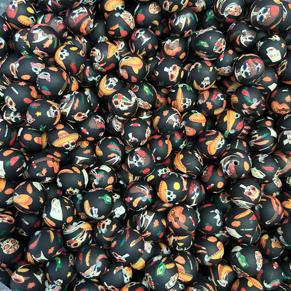 14 Halloween Printed Silicone Beads
