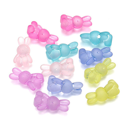 3D Bunny Glass Beads 14x24mm Translucent Pastel Mixed 30pcs 2