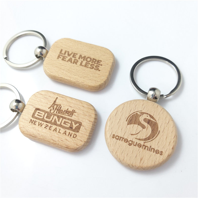 Wooden Blank Keychain Minimalist Natural Wood Shapes 3