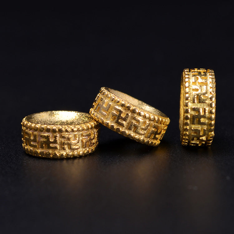 Brass Rondelle Spacer Beads 6-12mm Svastika Patterned 20pcs 2