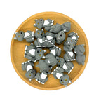 Silicone 3D Focal Beads Grey Wolf Amber Eyes Sitting Pose 2