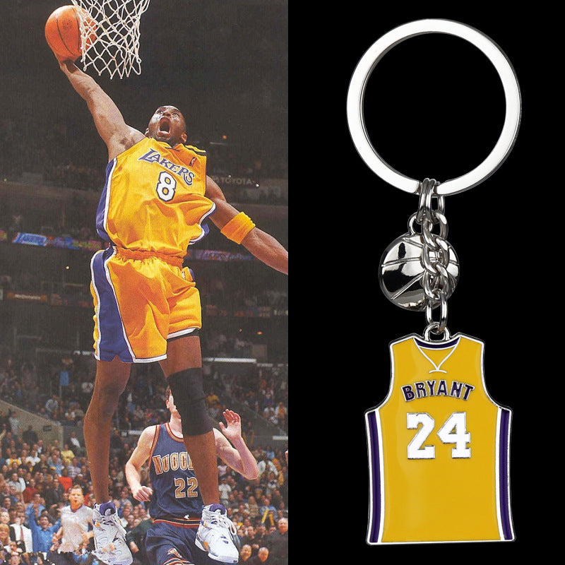 Metal Basketball Jersey Keychain Purple Yellow Bryant 24 Number 2