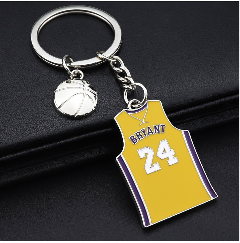 Metal Basketball Jersey Keychain Purple Yellow Bryant 24 Number 3