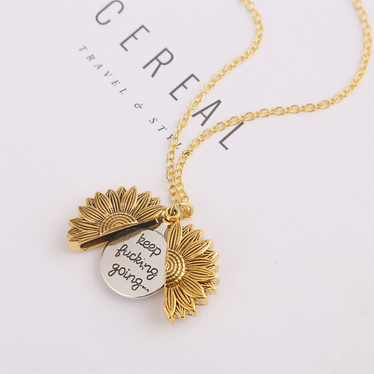 Inspirational Words Sunflower Alloy Keychain 8cm 2pcs Set 3