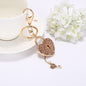 Crystal Studded Heart Keychain with Keyhole Charm Zinc Alloy 8