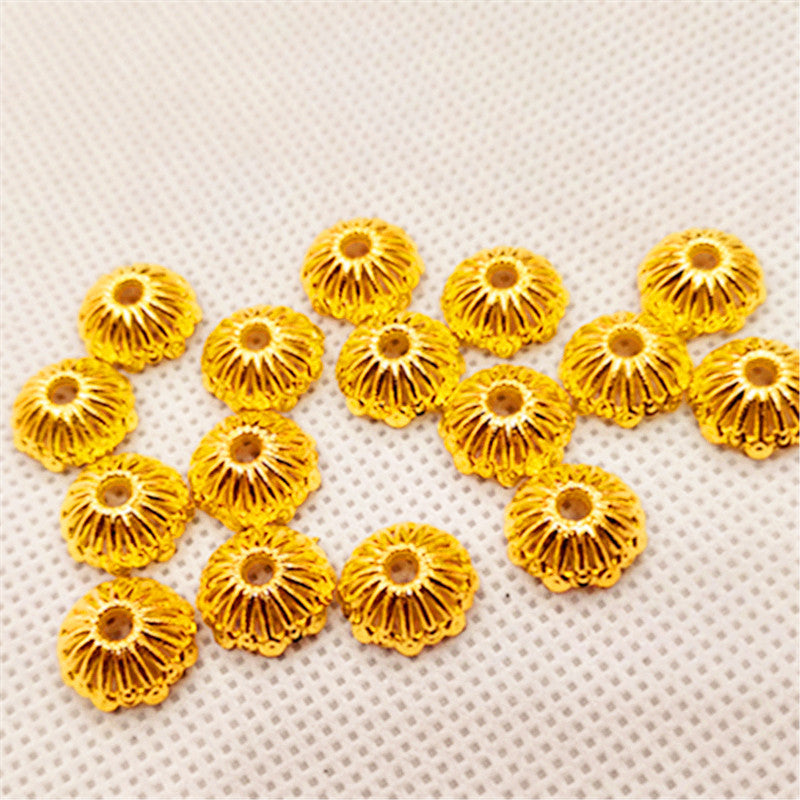 Bowl Shaped Flower Acrylic Beads 10mm Gold Tone CCB Plastic 100pcs 2