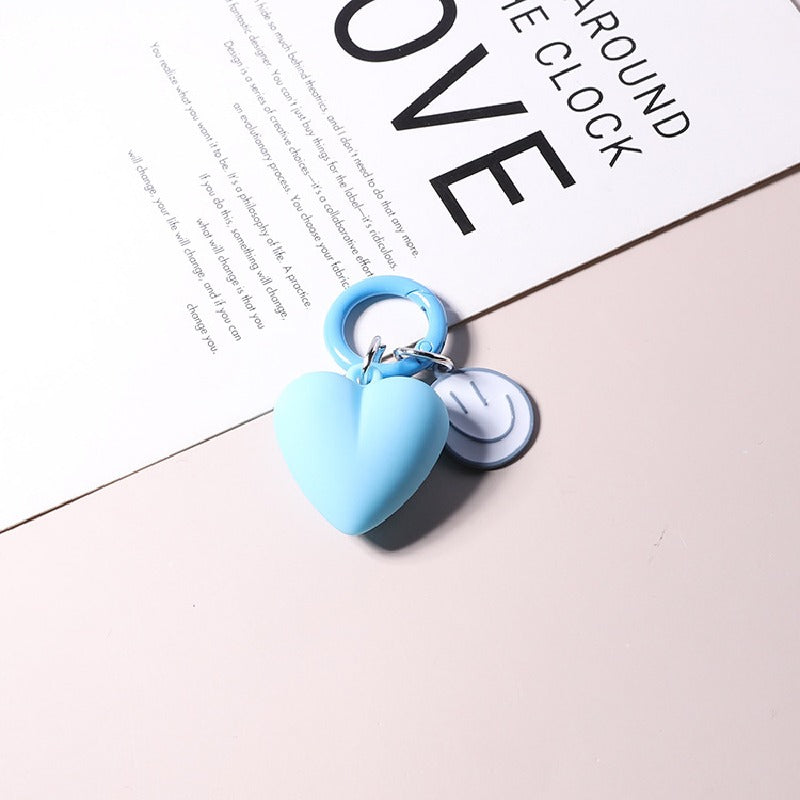 Resin Heart Smiling Face Keychain Pastel Colors Cute Charm 10