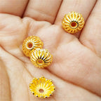 Bowl Shaped Flower Acrylic Beads 10mm Gold Tone CCB Plastic 100pcs 3
