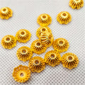 Bowl Shaped Flower Acrylic Beads 10mm Gold Tone CCB Plastic 100pcs