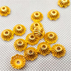 Bowl Shaped Flower Acrylic Beads 10mm Gold Tone CCB Plastic 100pcs