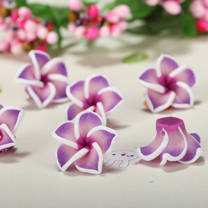 Plumeria Clay Beads 20mm Tropical Colors Polymer 10pcs 14