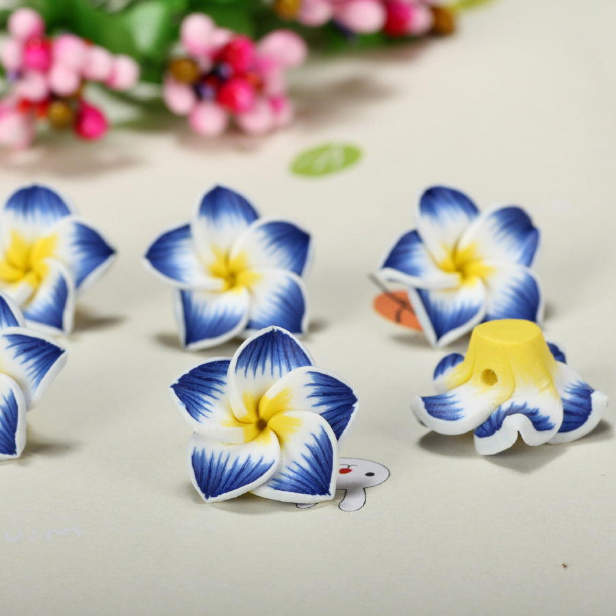 Plumeria Clay Beads 20mm Tropical Colors Polymer 10pcs 5
