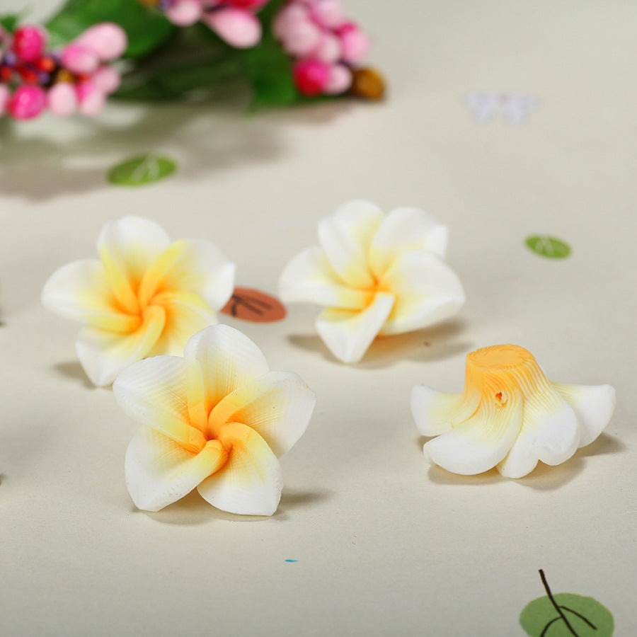 Plumeria Clay Beads 20mm Tropical Colors Polymer 10pcs 17