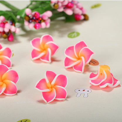 Plumeria Clay Beads 20mm Tropical Colors Polymer 10pcs 6