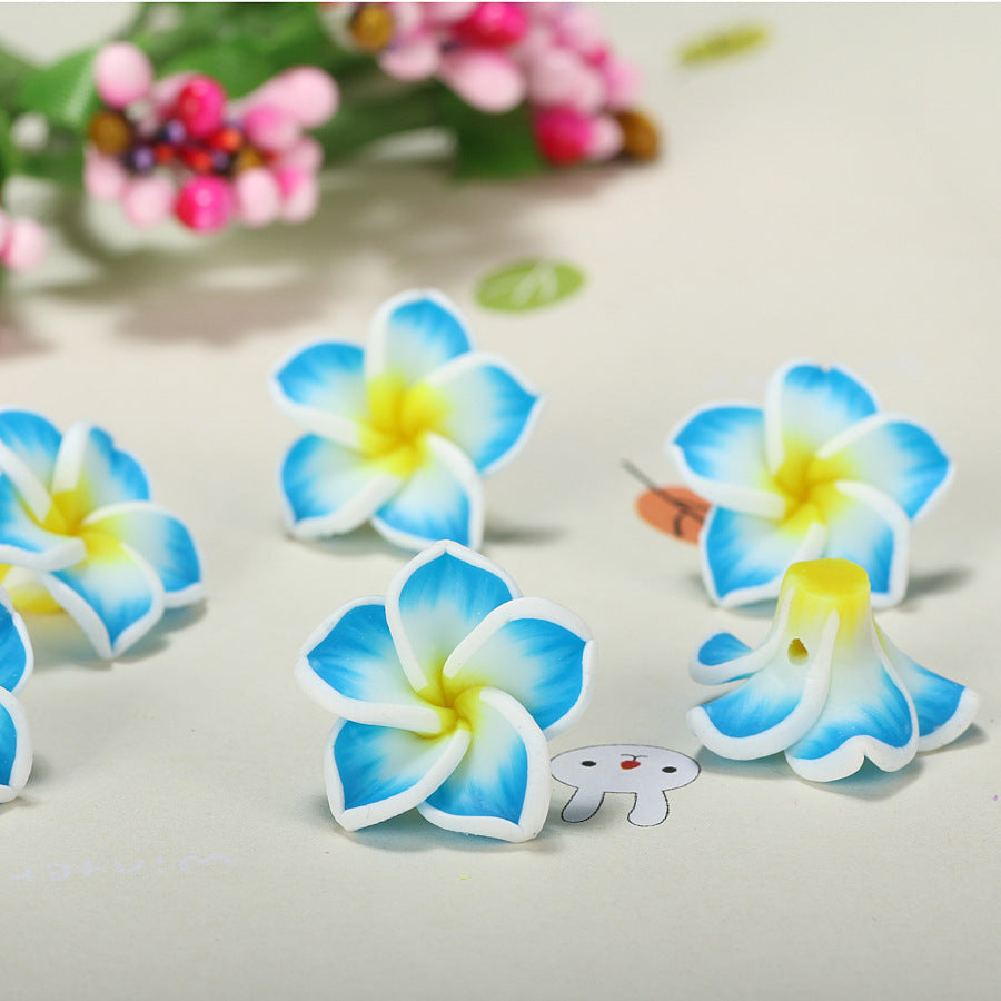 Plumeria Clay Beads 20mm Tropical Colors Polymer 10pcs 7