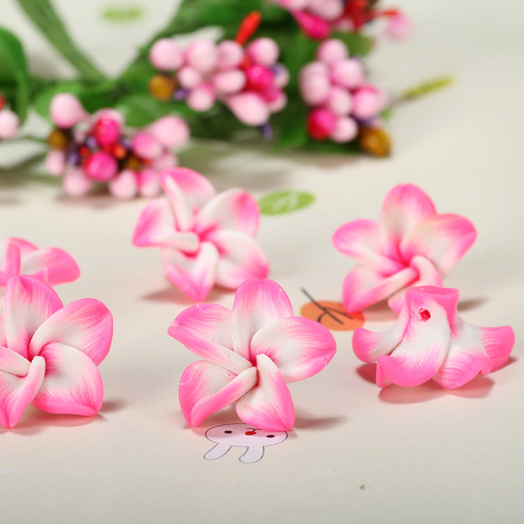 Plumeria Clay Beads 20mm Tropical Colors Polymer 10pcs 9