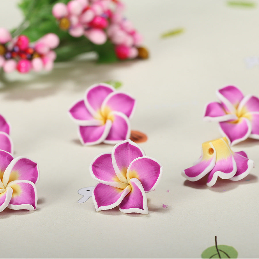 Plumeria Clay Beads 20mm Tropical Colors Polymer 10pcs 21