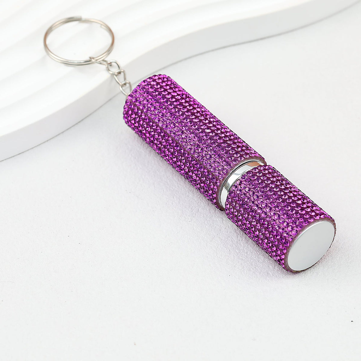 Rhinestone Perfume Spray Bottle Keychain Zinc Alloy 5ml Pink - Purple
