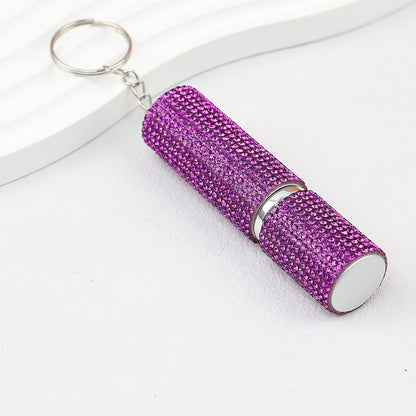 Rhinestone Perfume Spray Bottle Keychain Zinc Alloy 5ml Pink - Purple