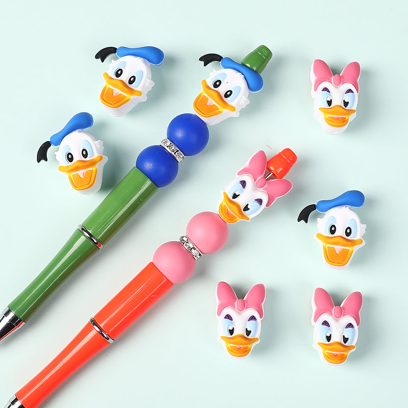 Silicone 3D Focal Beads Disney Donald Duck Daisy Side Profile 20pcs 5