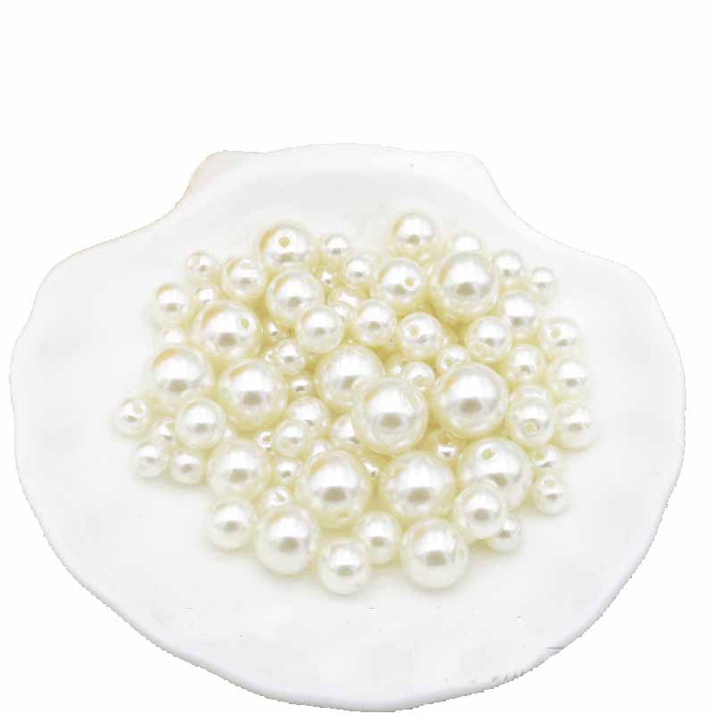 Pearl Round Acrylic Beads 6-12mm Imitation White ABS Plastic 100pcs 2