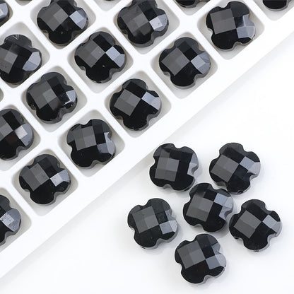 Faceted Four-Leaf Clover Glass Beads 12mm Vintage Plating 30pcs 7