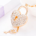 Crystal Studded Heart Keychain with Keyhole Charm Zinc Alloy 6