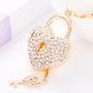 Crystal Studded Heart Keychain with Keyhole Charm Zinc Alloy 6