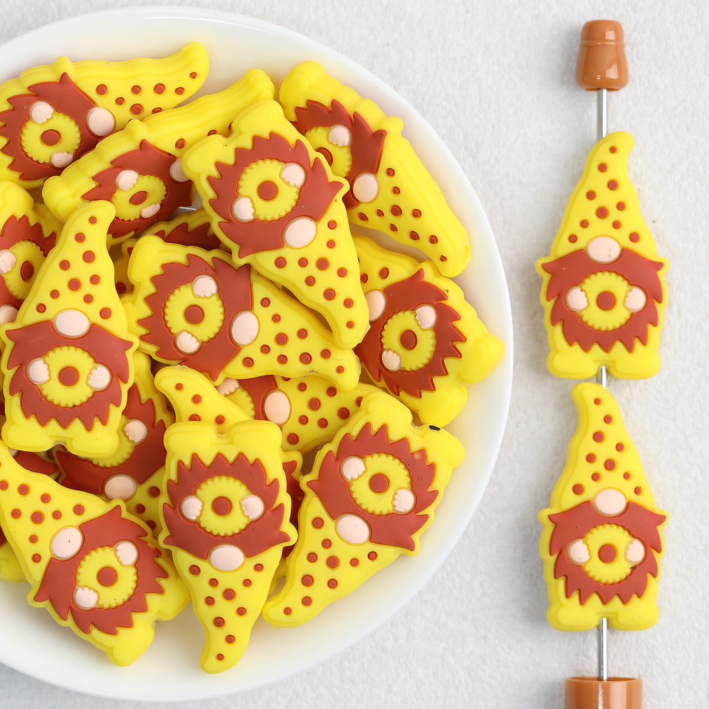 Yellow Sunflower Dwarf Silicone Focal Beads 20Pcs 