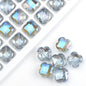 Faceted Four-Leaf Clover Glass Beads 12mm Vintage Plating 30pcs 15