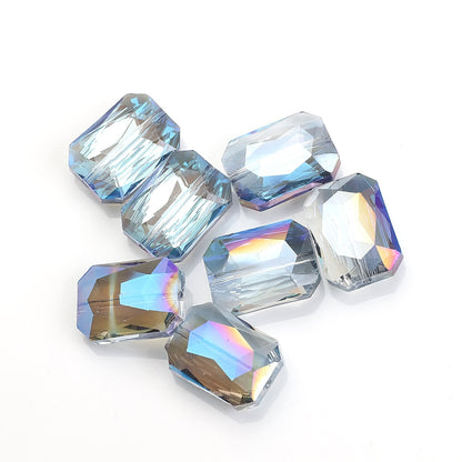 Electroplated Faceted Rectangle Glass Beads 13x18mm Iridescent 10pcs 17