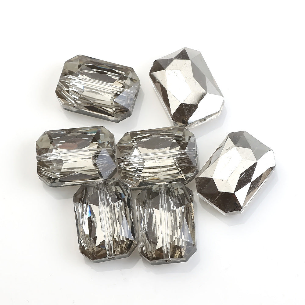 Electroplated Faceted Rectangle Glass Beads 13x18mm Iridescent 10pcs 7