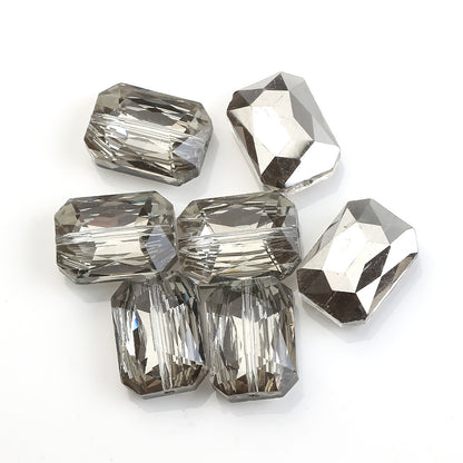Electroplated Faceted Rectangle Glass Beads 13x18mm Iridescent 10pcs 7