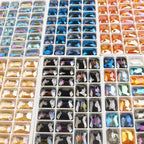 Electroplated Faceted Rectangle Glass Beads 13x18mm Iridescent 10pcs 4