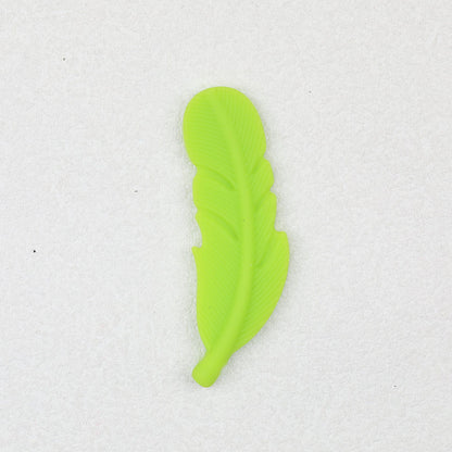 Colorful Feather Shaped Silicone Beads 20pcs - Fluorescent Green