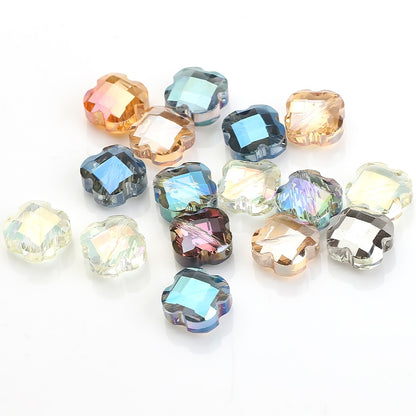 Faceted Four-Leaf Clover Glass Beads 12mm Vintage Plating 30pcs 4